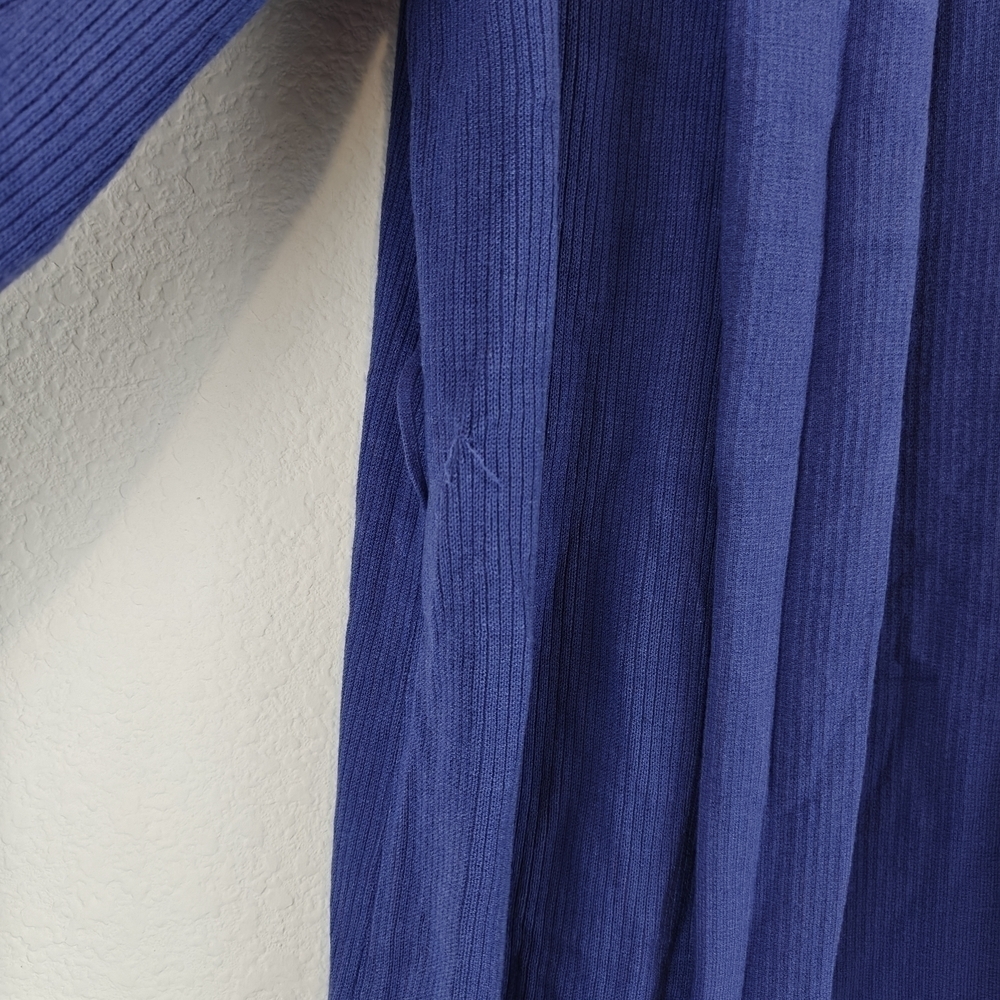 MISOOK Textured Relaxed Ribbed Recycled Knit Duster Cardigan In Blue Size Small - Picture 8 of 15